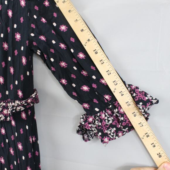 Free People Dress Women Extra Small Calico Skies Ruffle Floral Maxi Boho Prairie - Picture 13 of 14